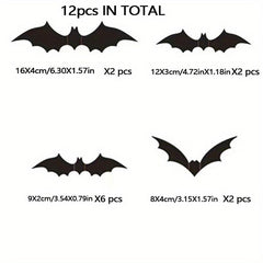 12pcs Scary Bats Wall Stickers Halloween Decorations