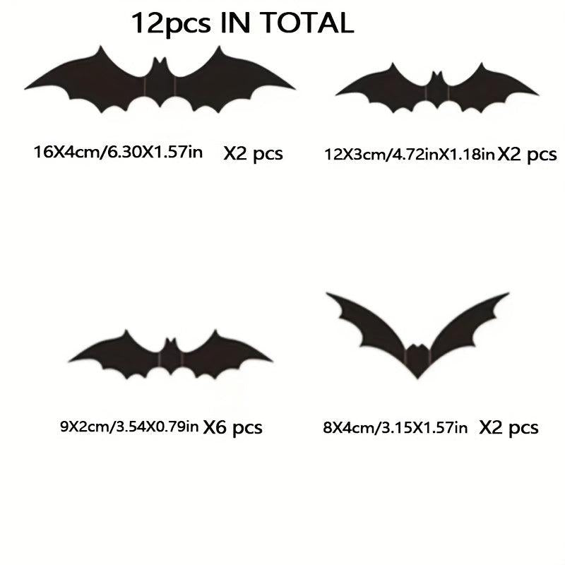 12pcs Scary Bats Wall Stickers Halloween Decorations