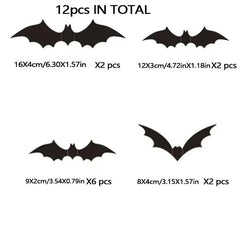 12pcs Scary Bats Wall Stickers Halloween Decorations
