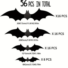 12pcs Scary Bats Wall Stickers Halloween Decorations