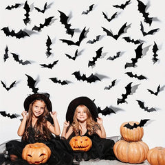 12pcs Scary Bats Wall Stickers Halloween Decorations