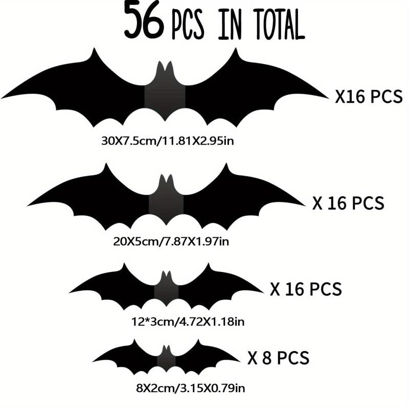 12pcs Scary Bats Wall Stickers Halloween Decorations