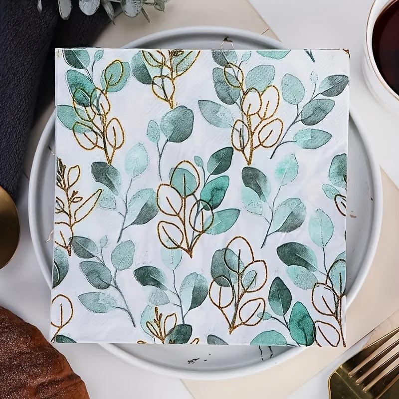 20pcs Disposable Green Leaves Guest Towels Paper Napkins for Home Party