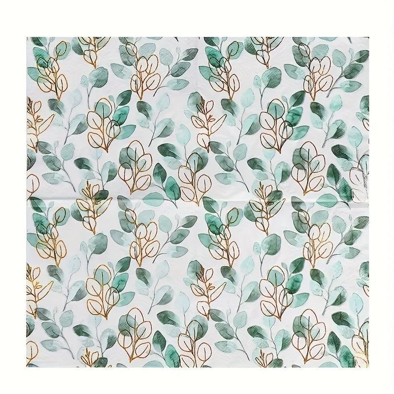 20pcs Disposable Green Leaves Guest Towels Paper Napkins for Home Party
