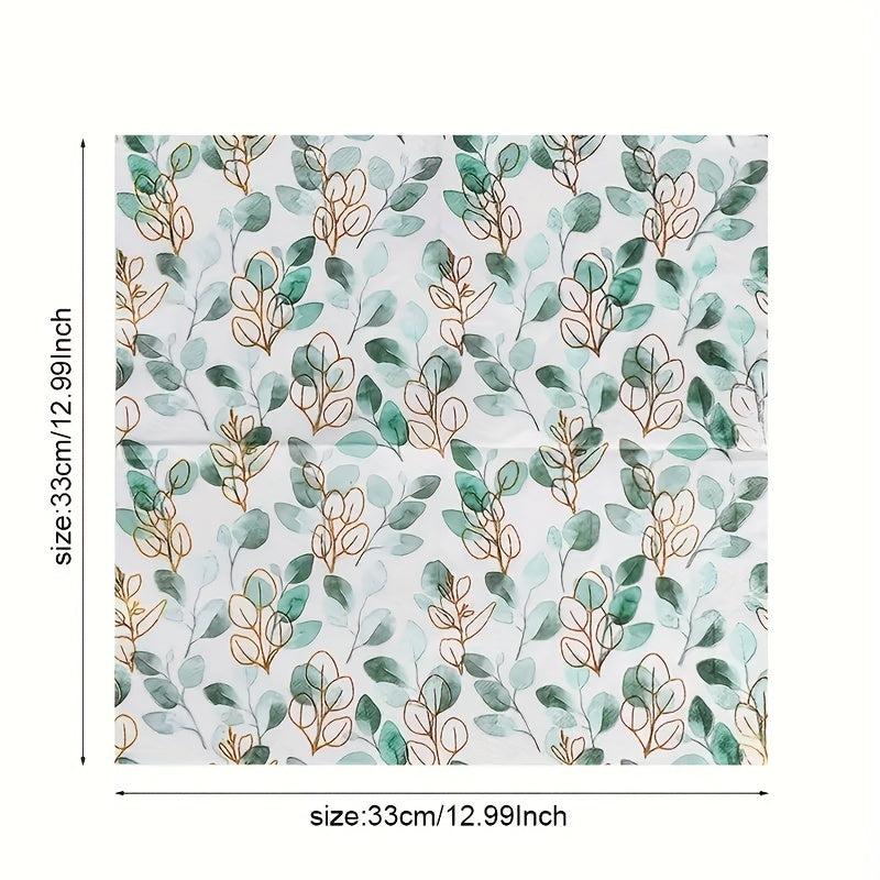20pcs Disposable Green Leaves Guest Towels Paper Napkins for Home Party