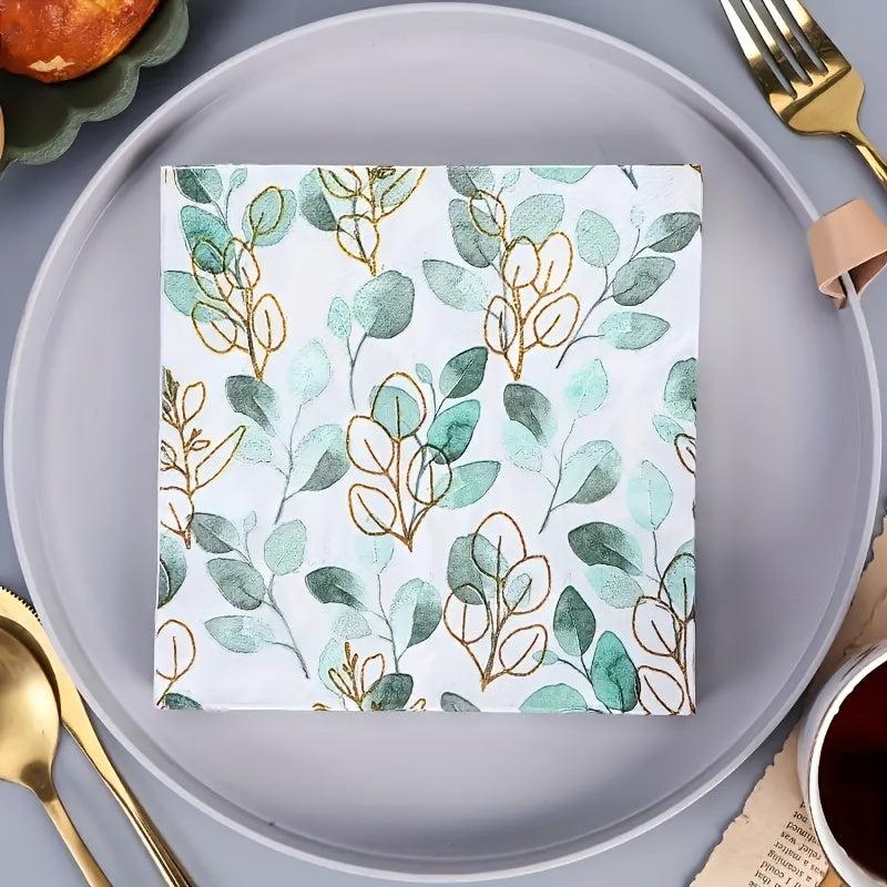 20pcs Disposable Green Leaves Guest Towels Paper Napkins for Home Party
