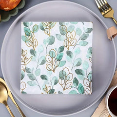 20pcs Disposable Green Leaves Guest Towels Paper Napkins for Home Party