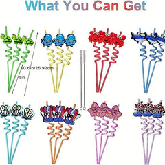 4pcs Under The Sea Reusable Straws Shark Theme Birthday Party Favors