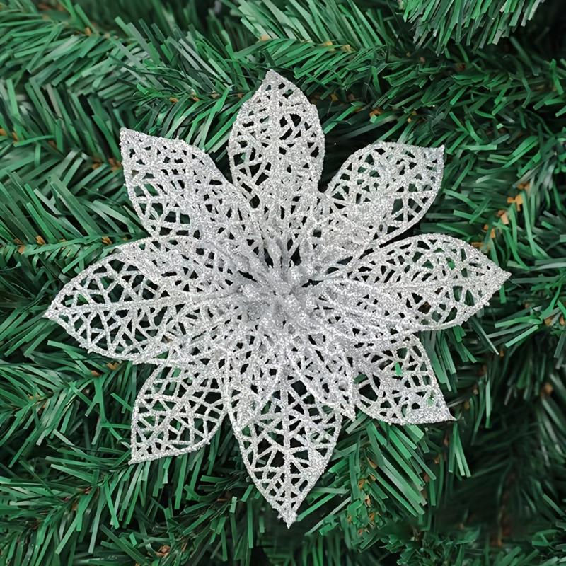 10pcs Artificial Christmas Flowers Ornaments Home Xmas Party Decorations