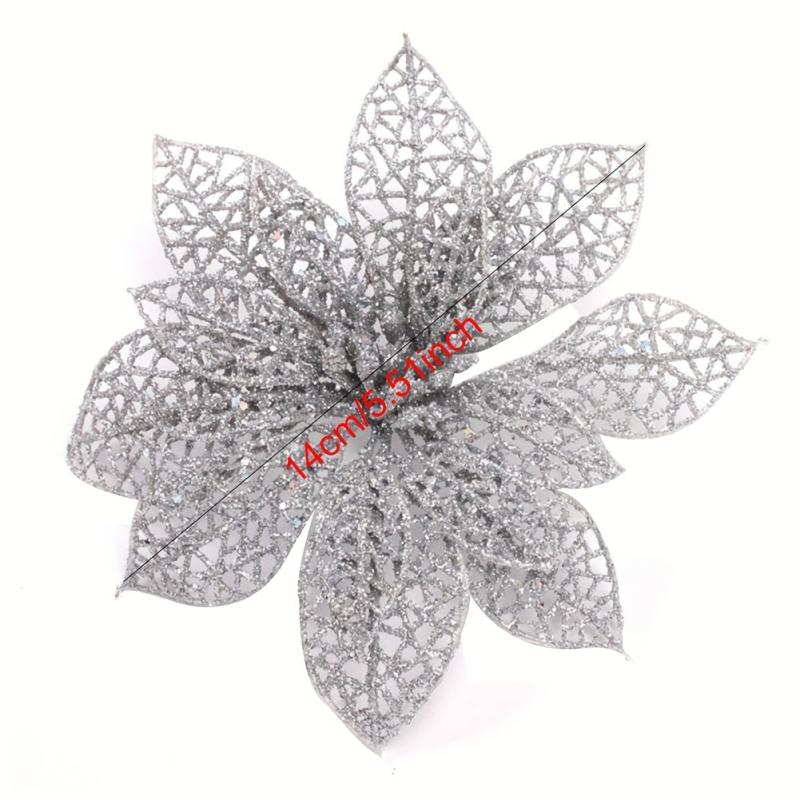 10pcs Artificial Christmas Flowers Ornaments Home Xmas Party Decorations