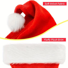 Christmas Hat Santa Hat Xmas Holiday Hat Unisex Velvet Comfort Extra Thicken