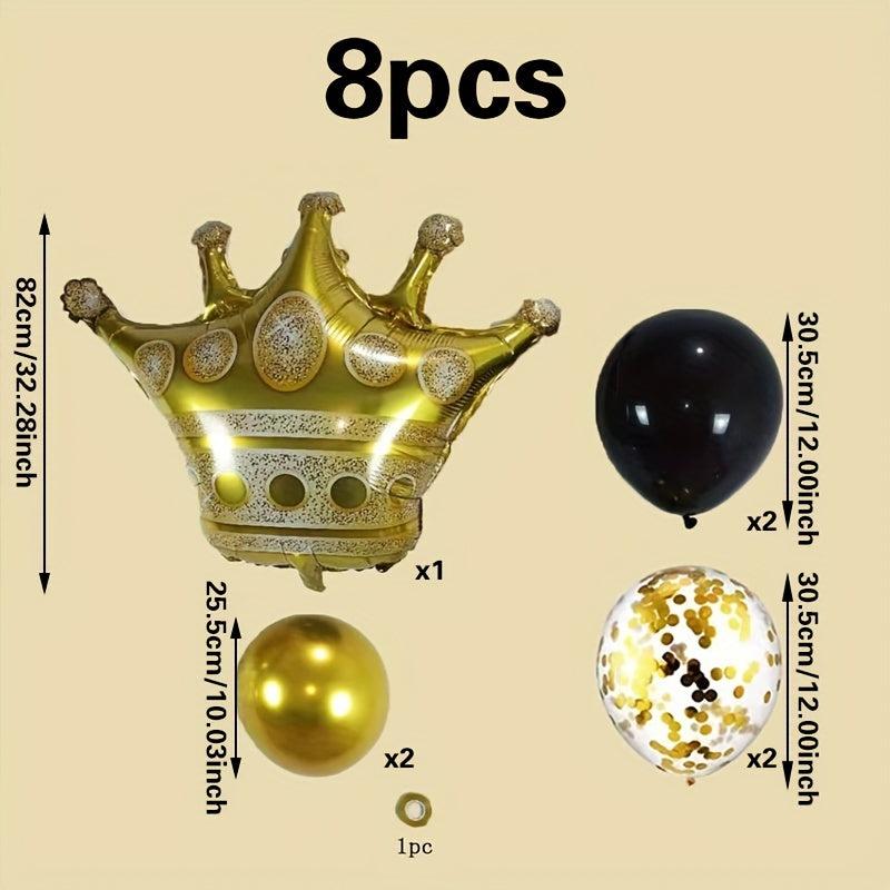 8Pcs Crown Shape Balloons for Party Decoration Supplies