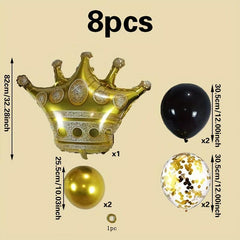 8Pcs Crown Shape Balloons for Party Decoration Supplies