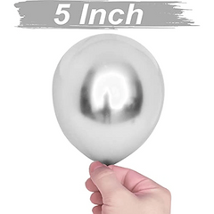 50pcs 5 Metallic Silver Balloons Baby Shower Birthday Decorations