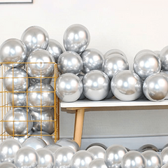 50pcs 5 Metallic Silver Balloons Baby Shower Birthday Decorations