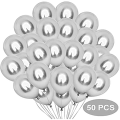 50pcs 5 Metallic Silver Balloons Baby Shower Birthday Decorations