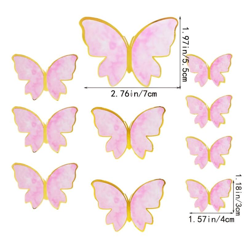 10pcs Butterfly Cake Decor for Girls Birthday Party