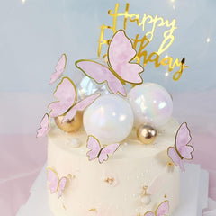 10pcs Butterfly Cake Decor for Girls Birthday Party