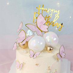 10pcs Butterfly Cake Decor for Girls Birthday Party