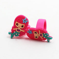 12 Mermaid Rings Set - Cute Under The Sea Party Favors
