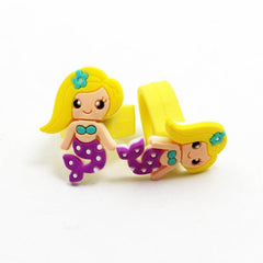 12 Mermaid Rings Set - Cute Under The Sea Party Favors