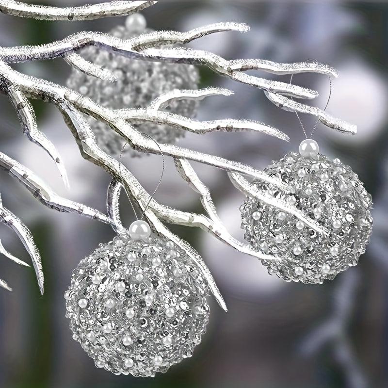 4pc Set Silver Shatterproof Christmas Ball Ornaments Xmas Decorations