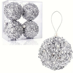 4pc Set Silver Shatterproof Christmas Ball Ornaments Xmas Decorations