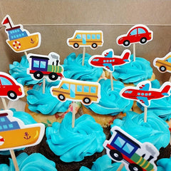 5pcs Small Car Airplane Train Cake Insert Sign Baby Birthday Party Decoration