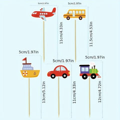 5pcs Small Car Airplane Train Cake Insert Sign Baby Birthday Party Decoration