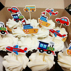 5pcs Small Car Airplane Train Cake Insert Sign Baby Birthday Party Decoration