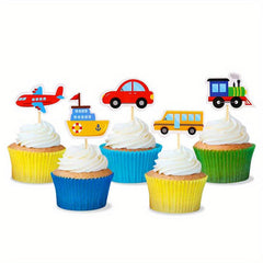 5pcs Small Car Airplane Train Cake Insert Sign Baby Birthday Party Decoration
