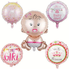 5Pcs Pink Reusable Baby Shower Party Decorations Balloons