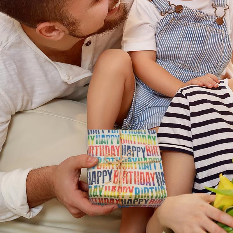 4Pcs Birthday Gift Wrapping Paper Vintage Wrapping Paper Holiday Gift