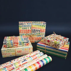 4Pcs Birthday Gift Wrapping Paper Vintage Wrapping Paper Holiday Gift