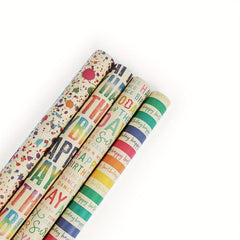 4Pcs Birthday Gift Wrapping Paper Vintage Wrapping Paper Holiday Gift