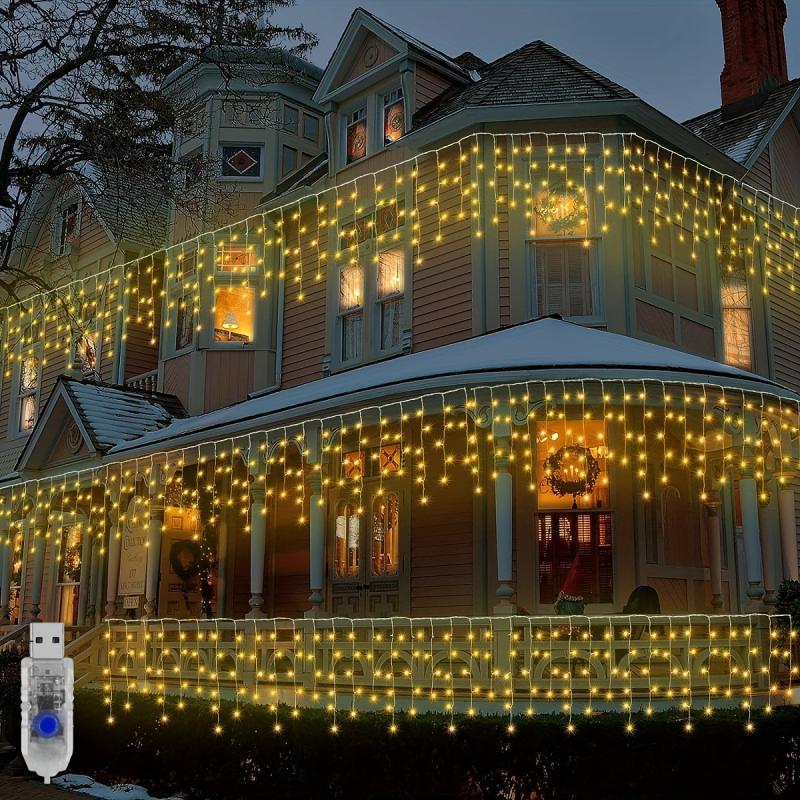 USB LED String Lights Christmas Window Curtain Fairy Lights