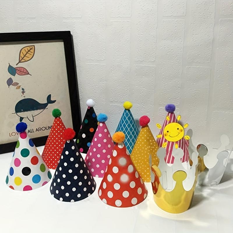 11pcs Multicolor Party Hats Cone Birthday Party Hats Fun Crown Hats