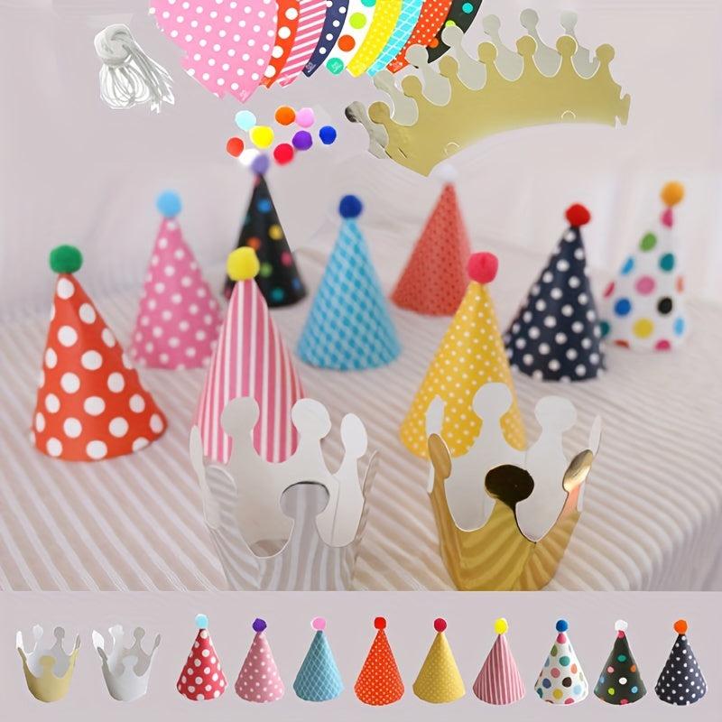 11pcs Multicolor Party Hats Cone Birthday Party Hats Fun Crown Hats