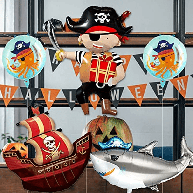 5pcs Pirate Balloon Pirate Birthday Decoration Sea Animal Shark Balloon