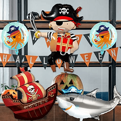 5pcs Pirate Balloon Pirate Birthday Decoration Sea Animal Shark Balloon