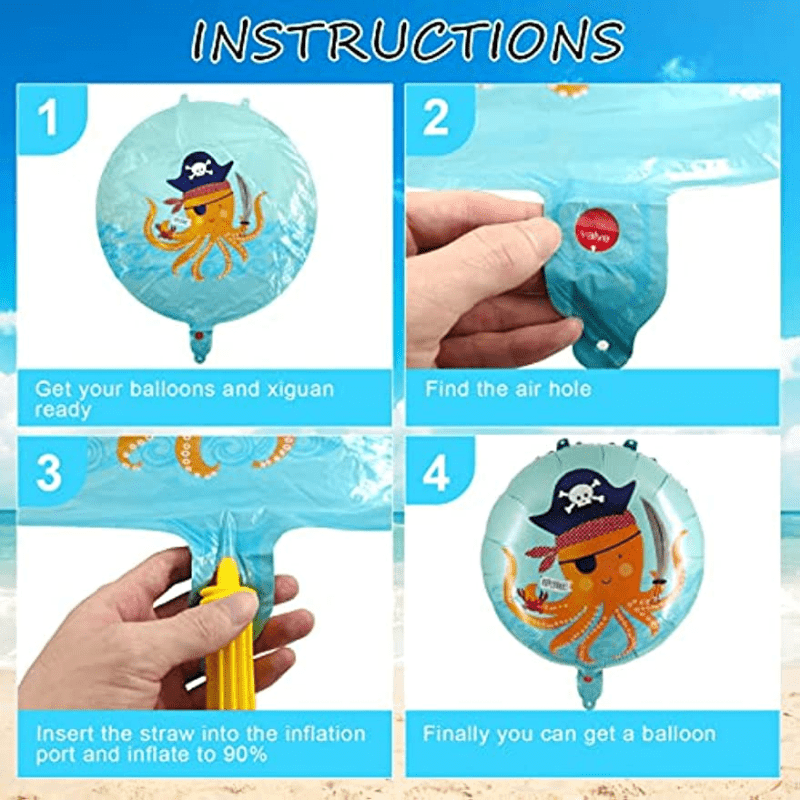 5pcs Pirate Balloon Pirate Birthday Decoration Sea Animal Shark Balloon