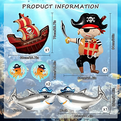 5pcs Pirate Balloon Pirate Birthday Decoration Sea Animal Shark Balloon