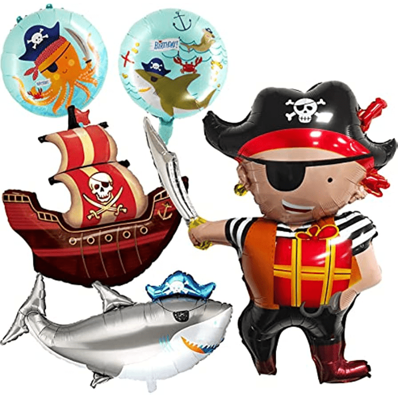 5pcs Pirate Balloon Pirate Birthday Decoration Sea Animal Shark Balloon