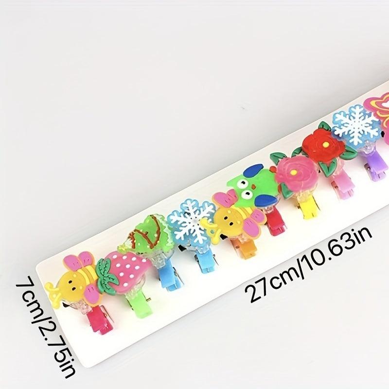 12 Piece Sparkling Cartoon Hair Clips for Girls' Parties