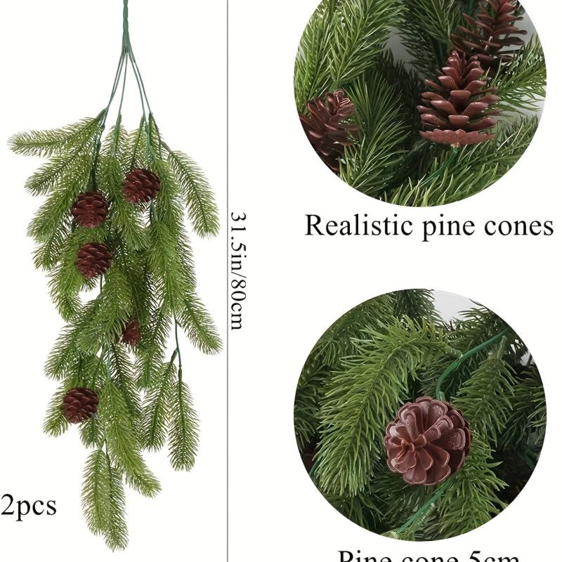 2pcs Christmas Pine Cone Rattan Decoration
