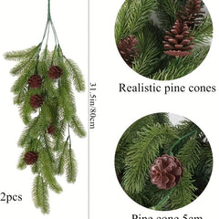 2pcs Christmas Pine Cone Rattan Decoration