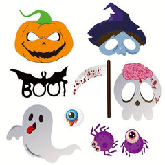 27pcs Halloween Party Supplies Decoration Card Masks Pumpkin Photo Booth Props