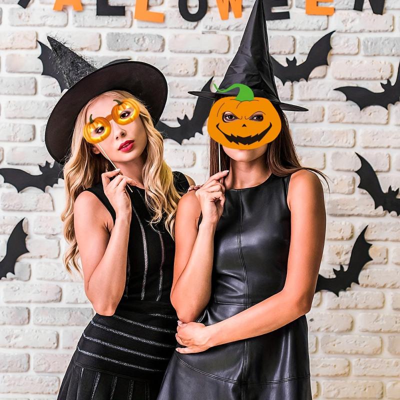 27pcs Halloween Party Supplies Decoration Card Masks Pumpkin Photo Booth Props