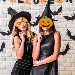 27pcs Halloween Party Supplies Decoration Card Masks Pumpkin Photo Booth Props