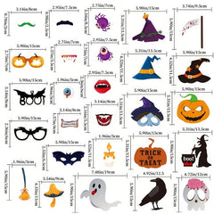 27pcs Halloween Party Supplies Decoration Card Masks Pumpkin Photo Booth Props